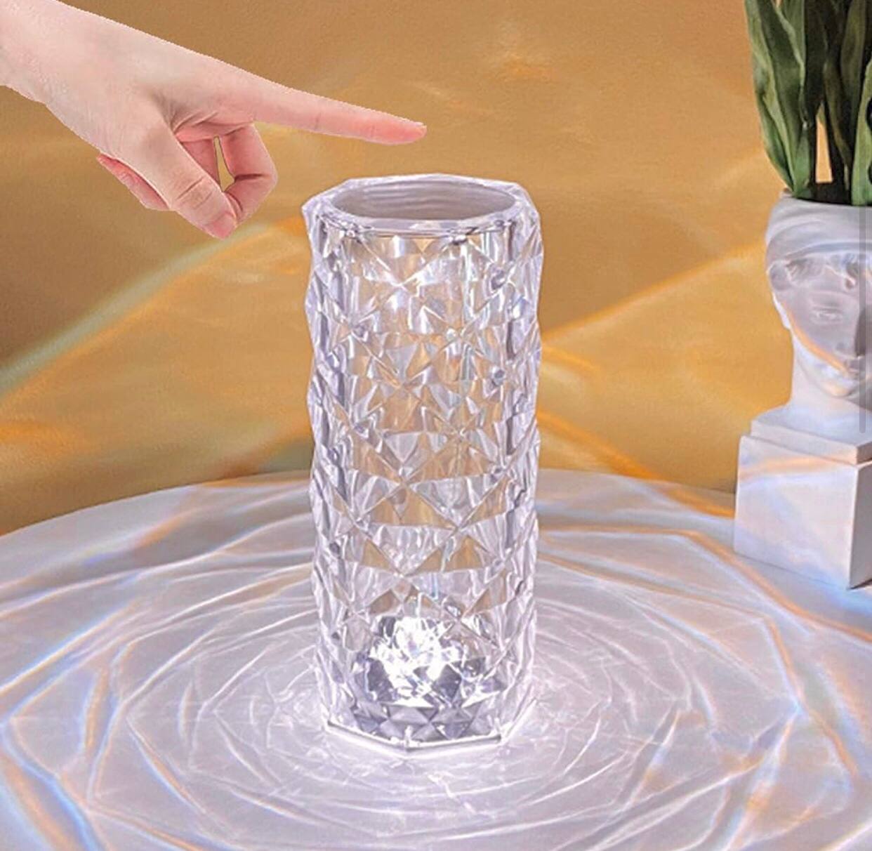 چراغ خواب رومیزی کریستال لمسی شارژی