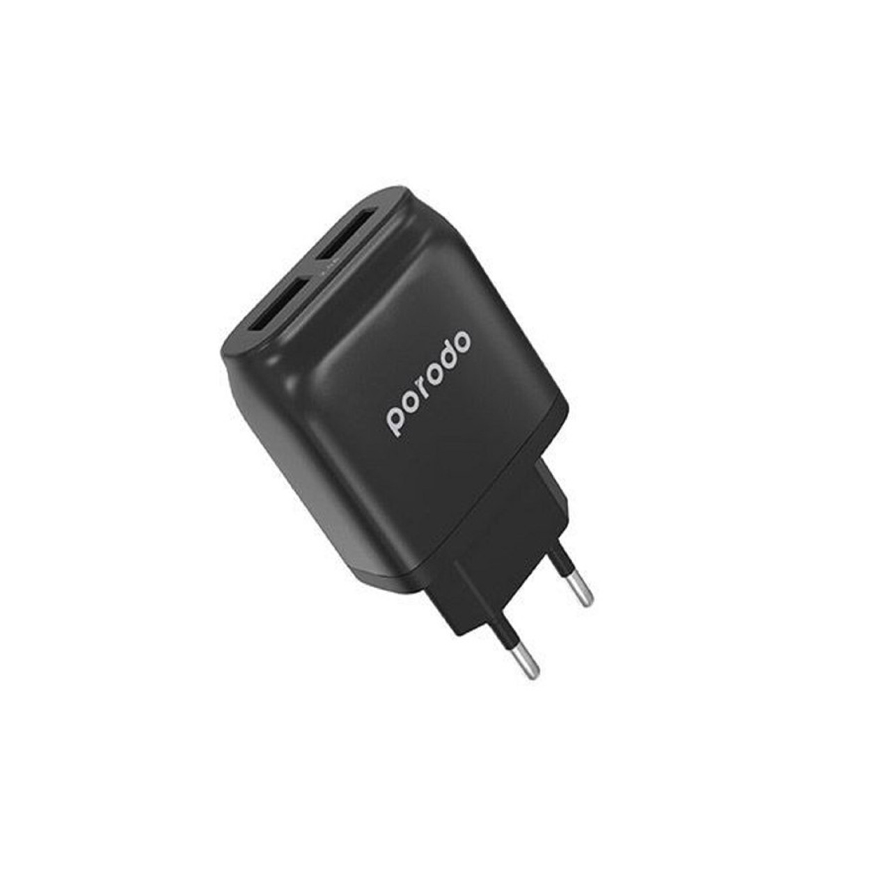 شارژر دیواری ۱۲W فست دو پورت Porodo مدل PD-0203EU-BK