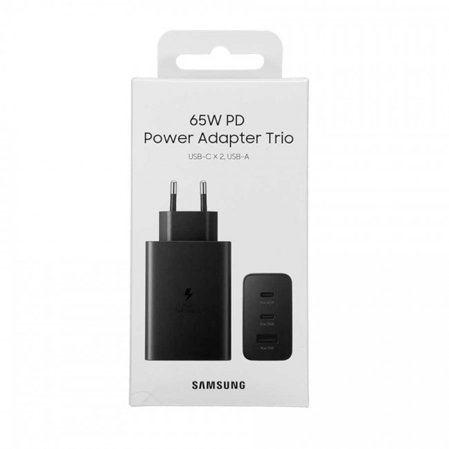 شارژر اصلی سوپرفست سه پورت ۶۵ وات سامسونگ مدل ۶۵W EP-T6530