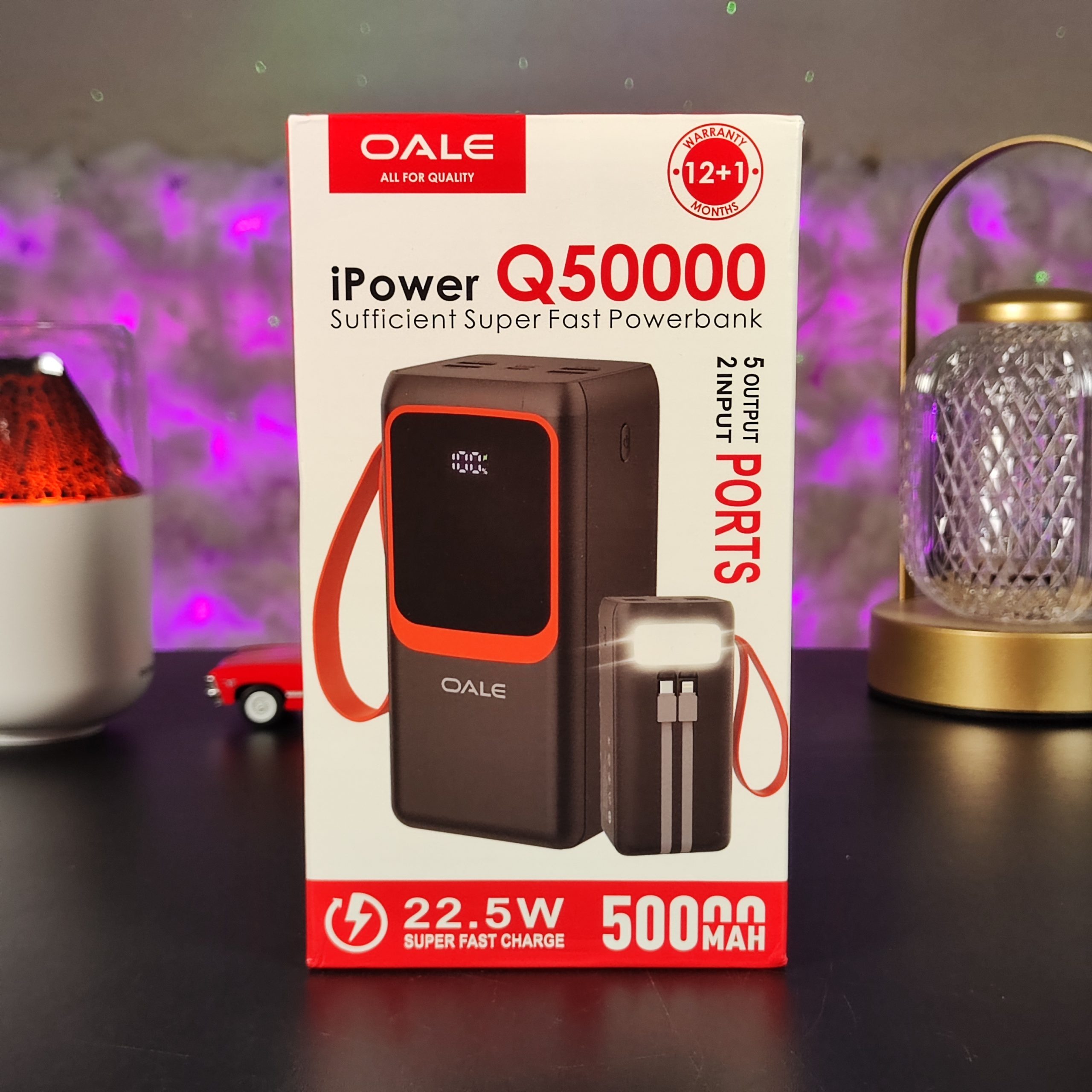 پاوربانک ۵۰۰۰۰ میلی آمپر OALE مدل Q50000 مکس ۲۲٫۵ وات