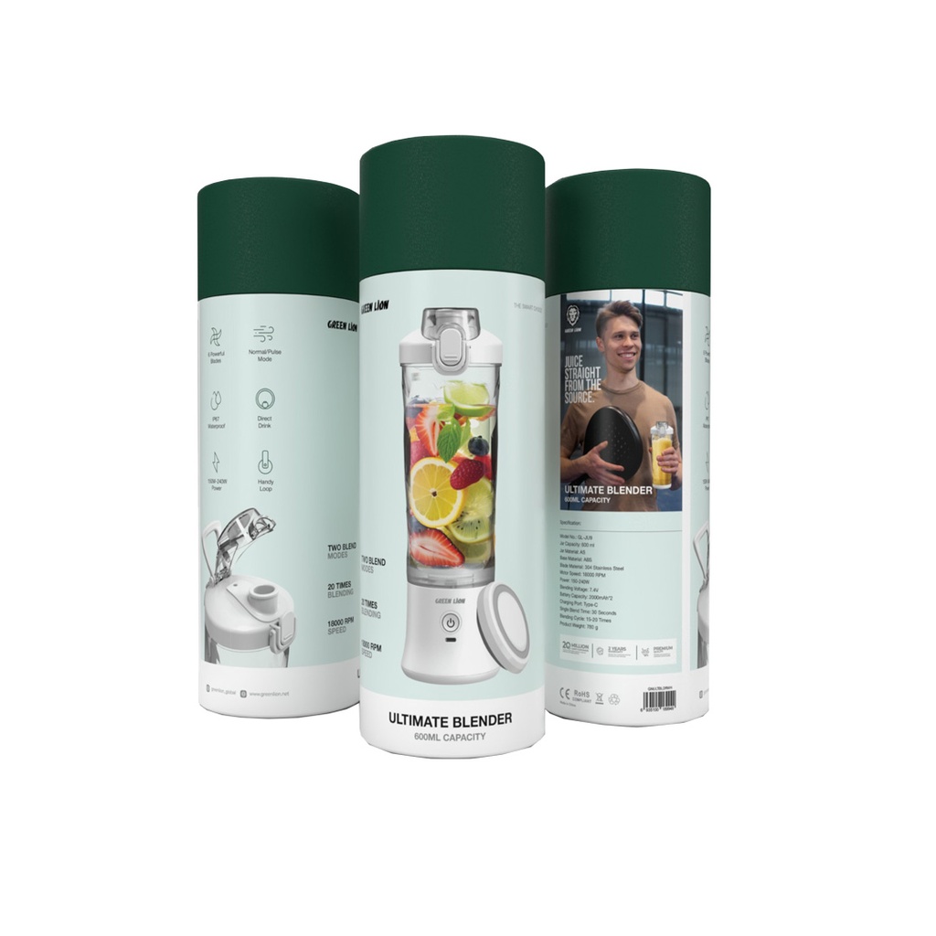 مخلوط‌ کن و شیکر شارژی ۶۰۰ میلی‌لیتر ۲۴۰ وات گرین لاین Green Lion Ultimate Blender 600mL
