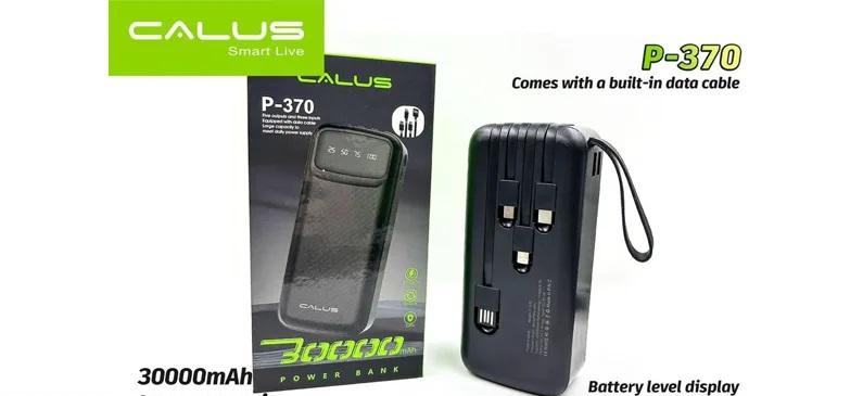 پاوربانک کالوس مدل P-370 ظرفیت ۳۰۰۰۰ + لامپ USB LED | نسخه اورجینال