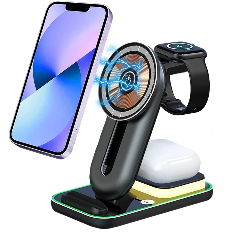 شارژر وایرلس رومیزی مدل Magnetic 4in1 Wireless charger A8