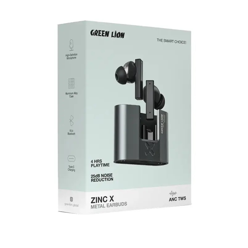 هندزفری بلوتوث گرین لاین Green Lion ZINC X Metal Earbuds GNZINANCXBK